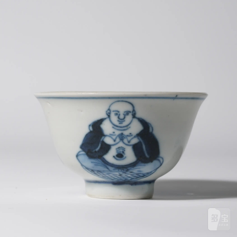 清晚期 景德镇窑新渡青花罗汉杯 - 图2
